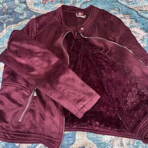 JOUJOU Women's Burgundy Fuax Suede Jacket